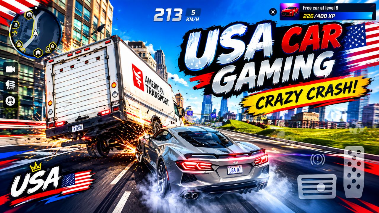 USA Car Gaming Crazy Crash 💥🚘 | Ultimate High Speed Truck Collision! #cargames #carcrash