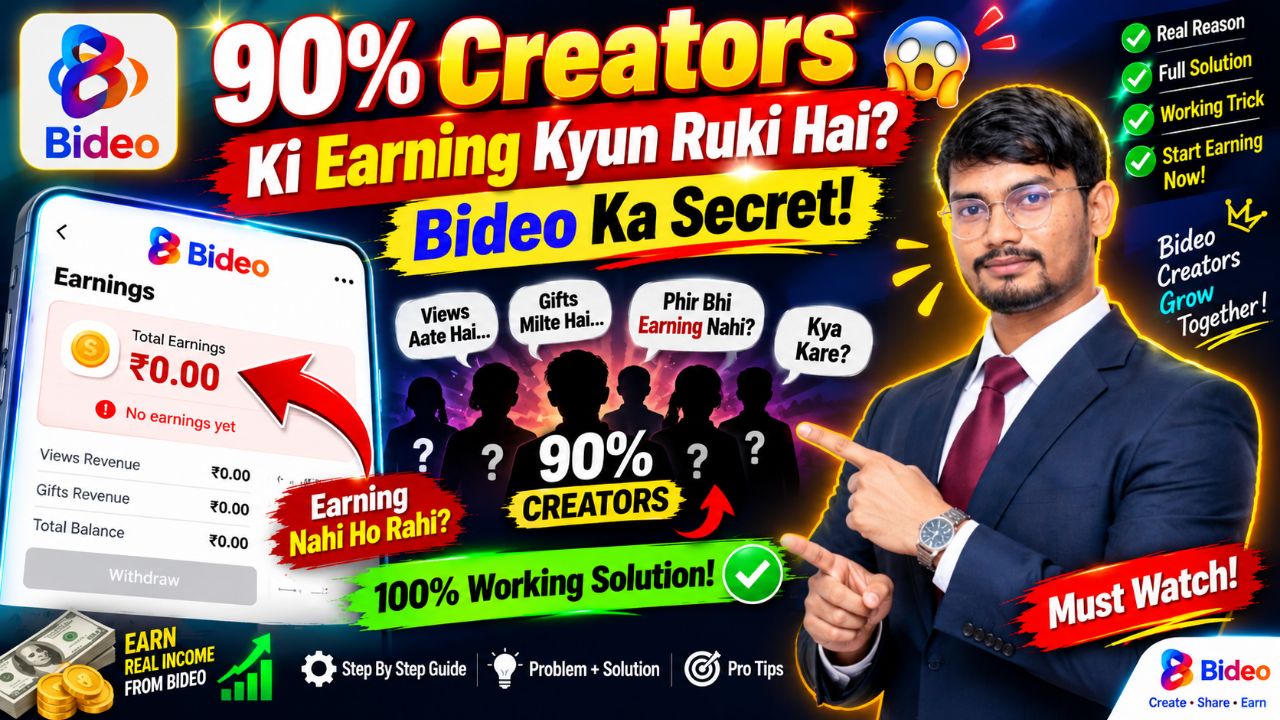 90% Creators Ki Bideo Earning Kyun Ruki Hai? 😱 | Bideo Ka Secret & Working Solution 🔥