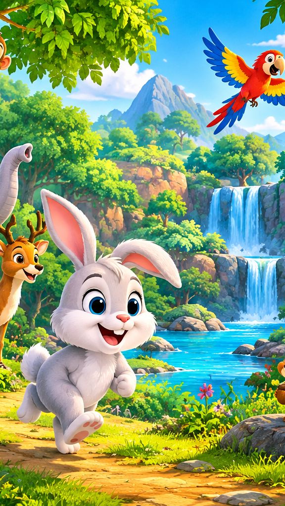जंगल के प्यारे दोस्तों की मजेदार कहानी 🐰🐒🦊🐘