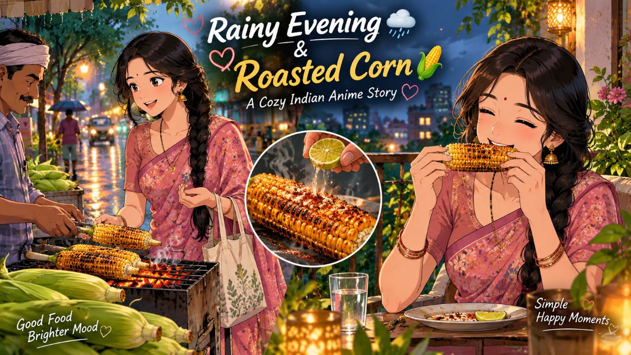 🌽 Rainy Evening & Roasted Corn ❤️ | Cozy Indian Anime Story ✨ #Anime #IndianAnime #RainyDay
