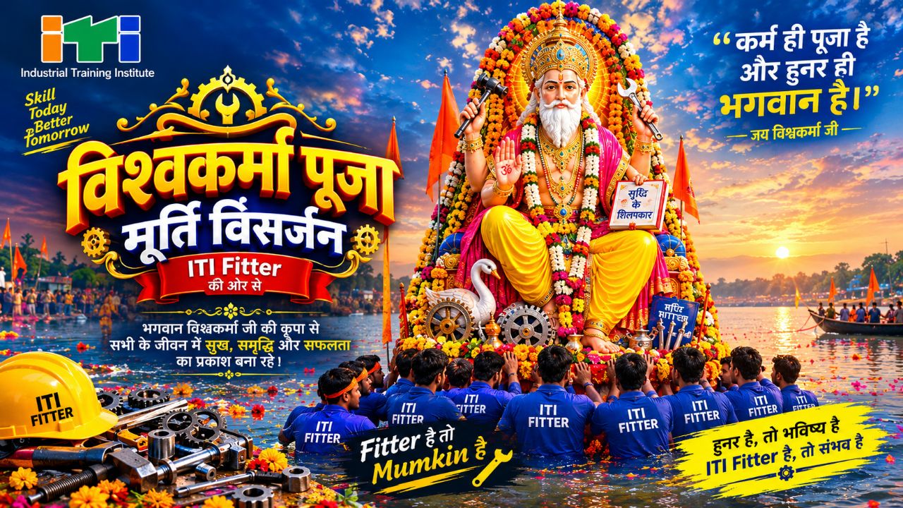 विश्वकर्मा पूजा मूर्ति विसर्जन 🙏🔧 | ITI Fitter के साथ यादगार विदाई | Vishwakarma Puja Visarjan