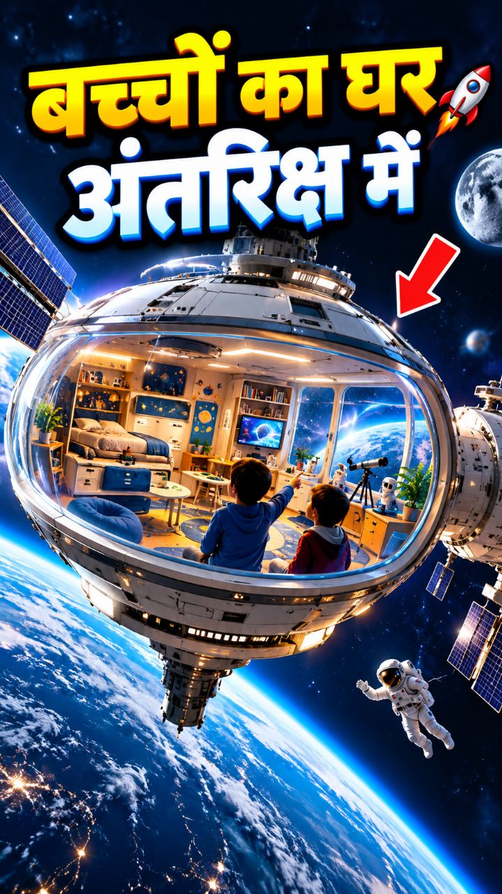 🚀 बच्चों का घर अंतरिक्ष में! 😱 | A Home in Space?! 🌌 #Shorts