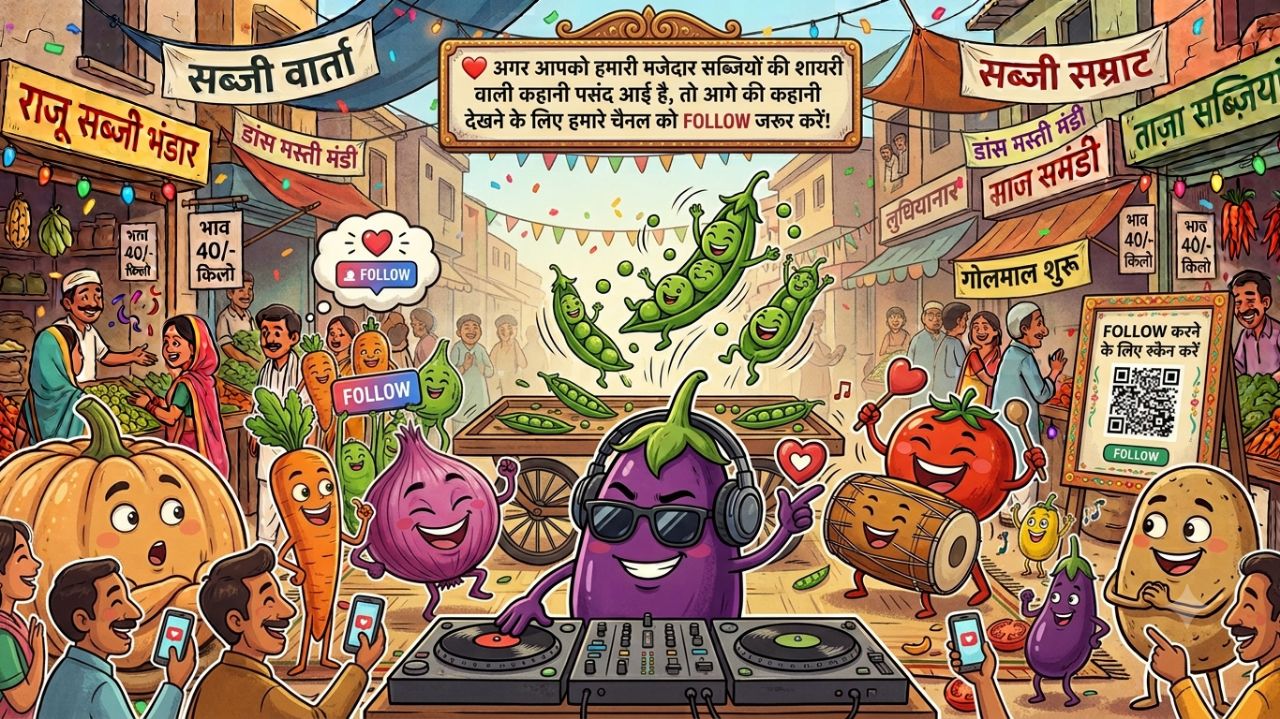 😂 सब्जियों में छिड़ी जबरदस्त लड़ाई! | आलू, टमाटर, मिर्च और कद्दू की मजेदार शायरी 🤣🌶️