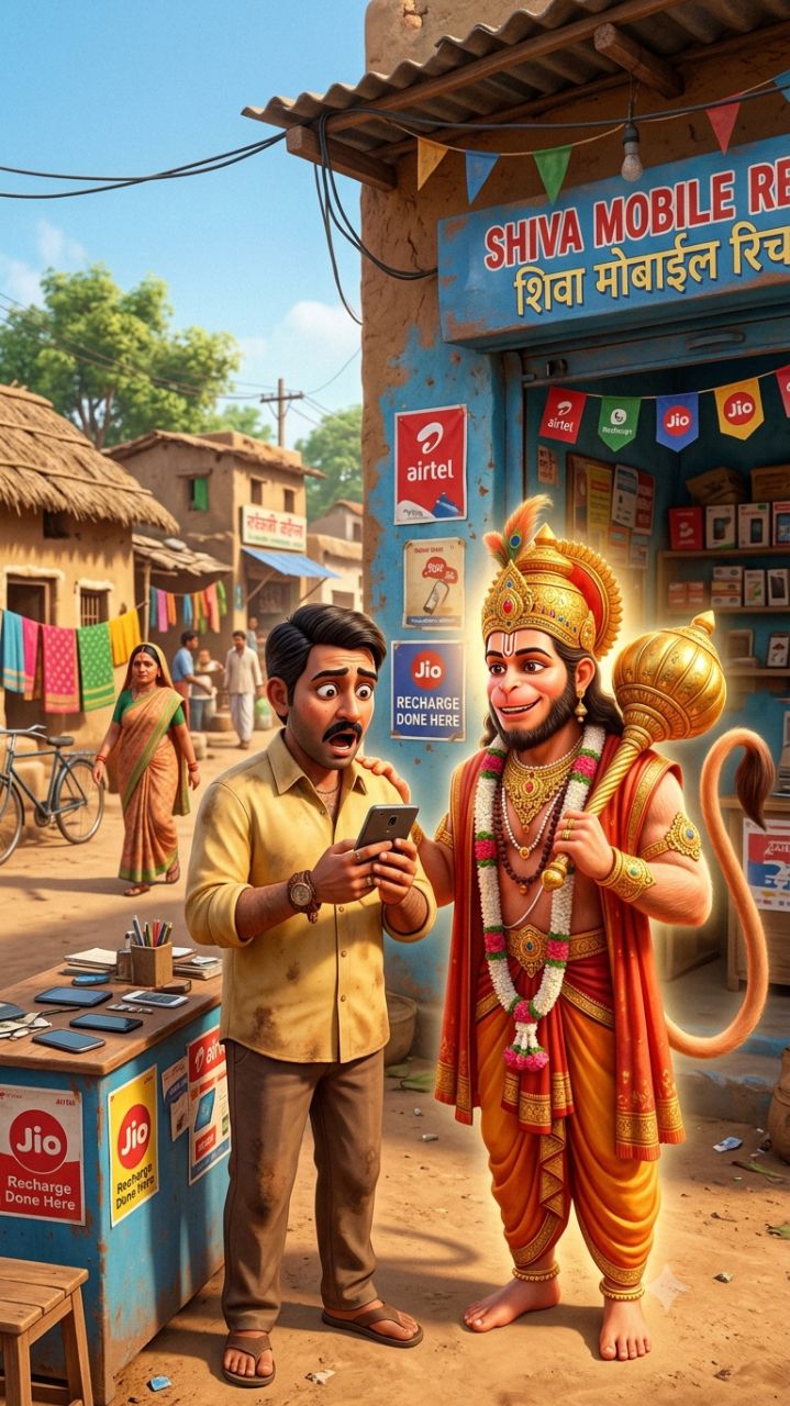 , हनुमान जी रिचार्ज करने आये