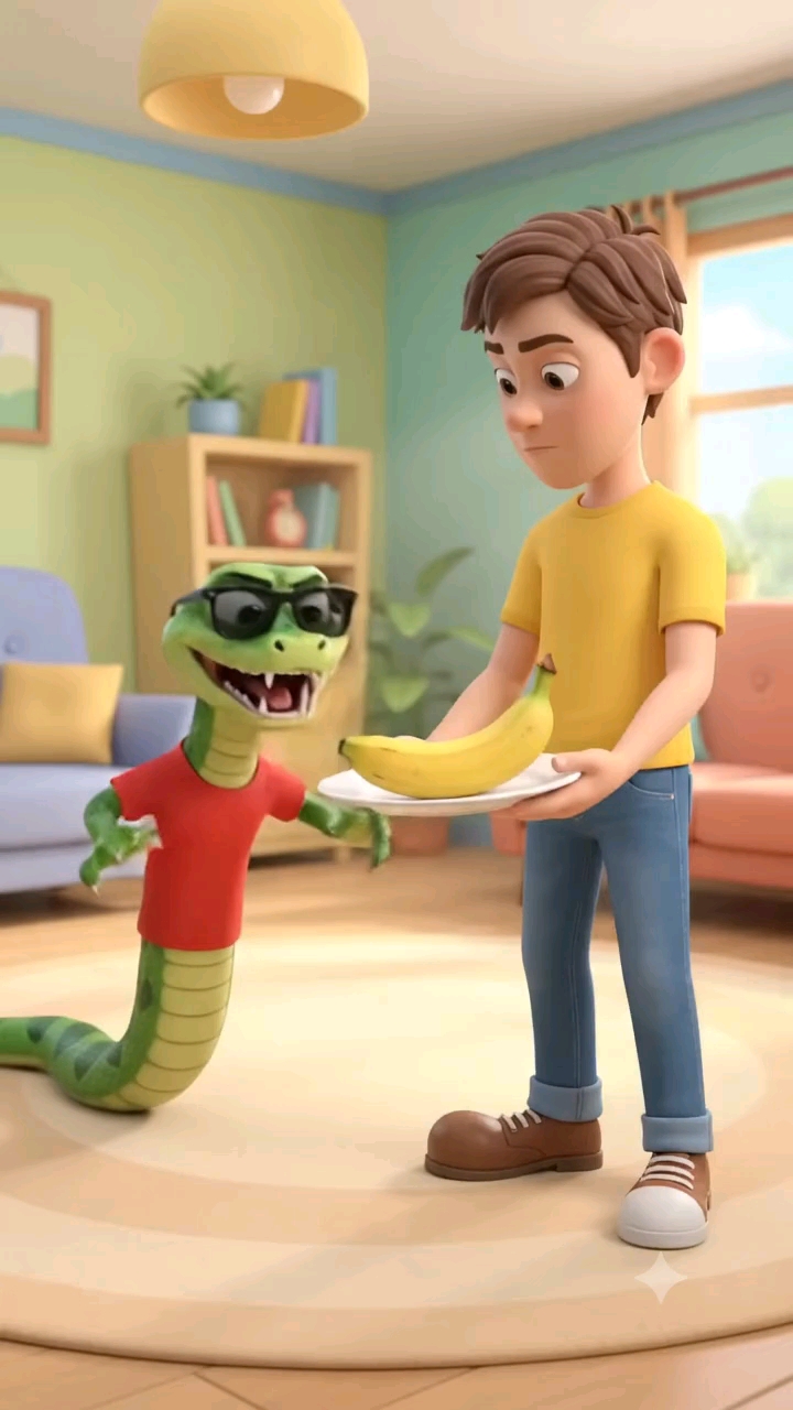 Snake Steals the Bananas 😂🐍 #Shorts #FunnyAnimals #FunnySnake #Comedy #AIAnimals #Viral