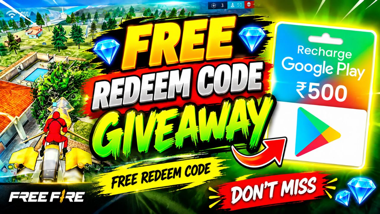 FREE REDEEM CODE 🔥 ₹500 Google Play GIVEAWAY 😱 | Free Fire Redeem Code 2026