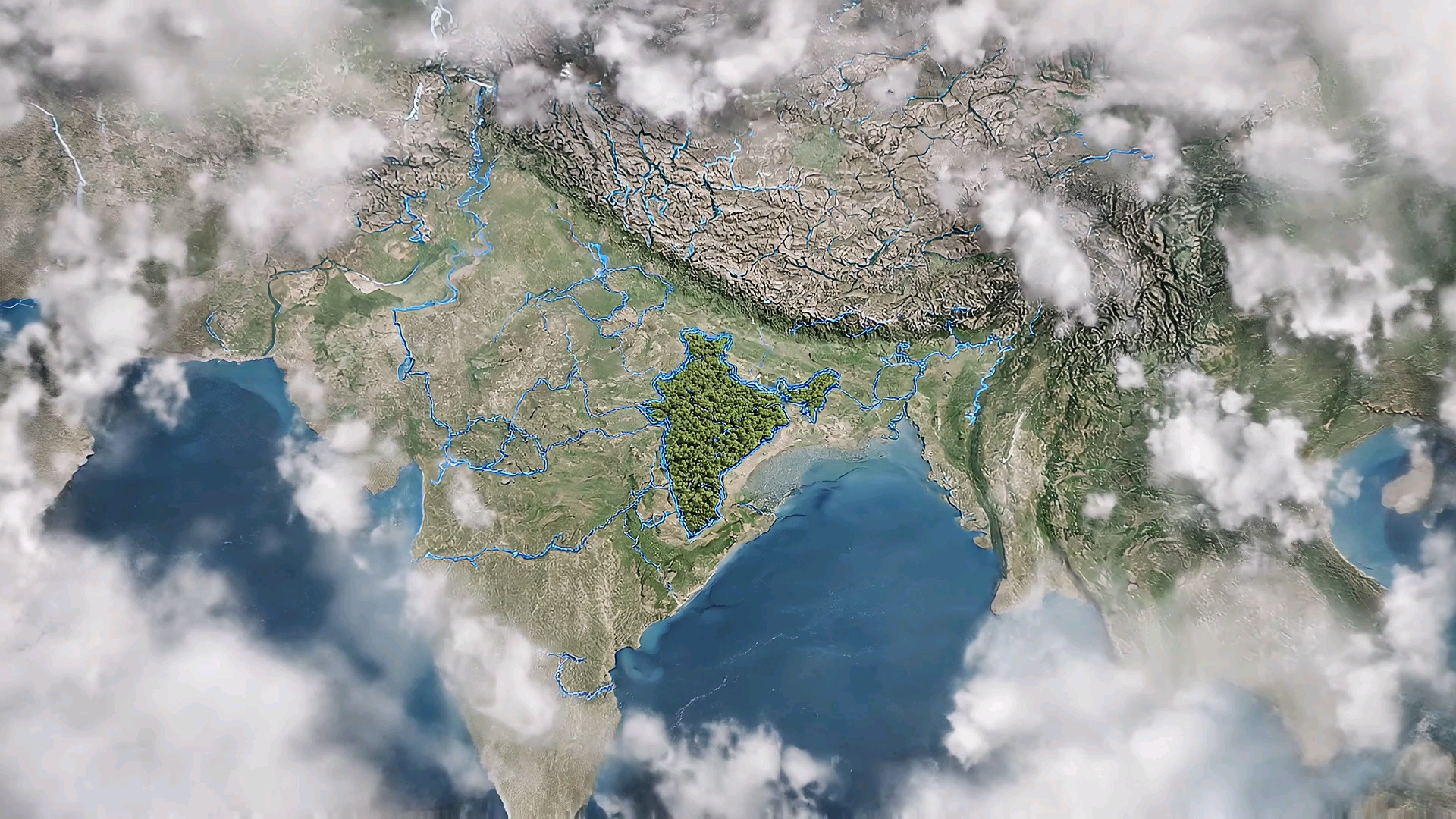 Sundarban delta satellite drone view