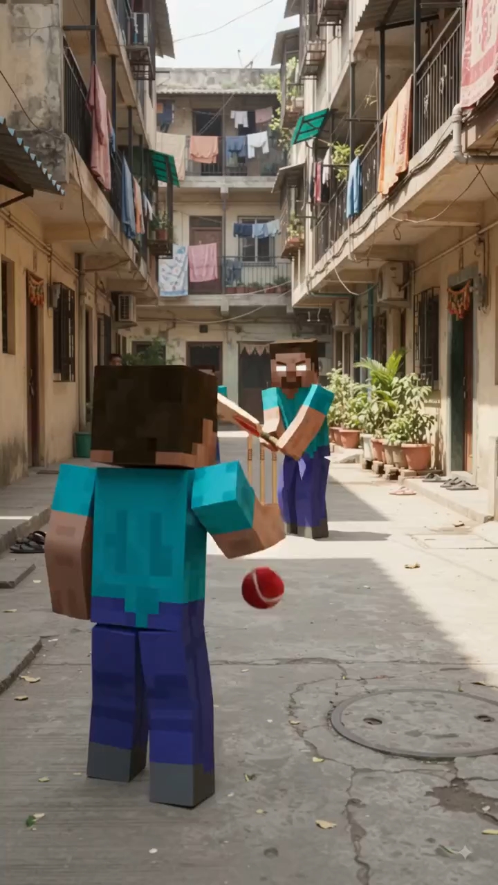 Minecraft Gully Cricket 🏏 Steve Vs Herobrine #minecraft #cricket #herobrine #steve #shorts #funny