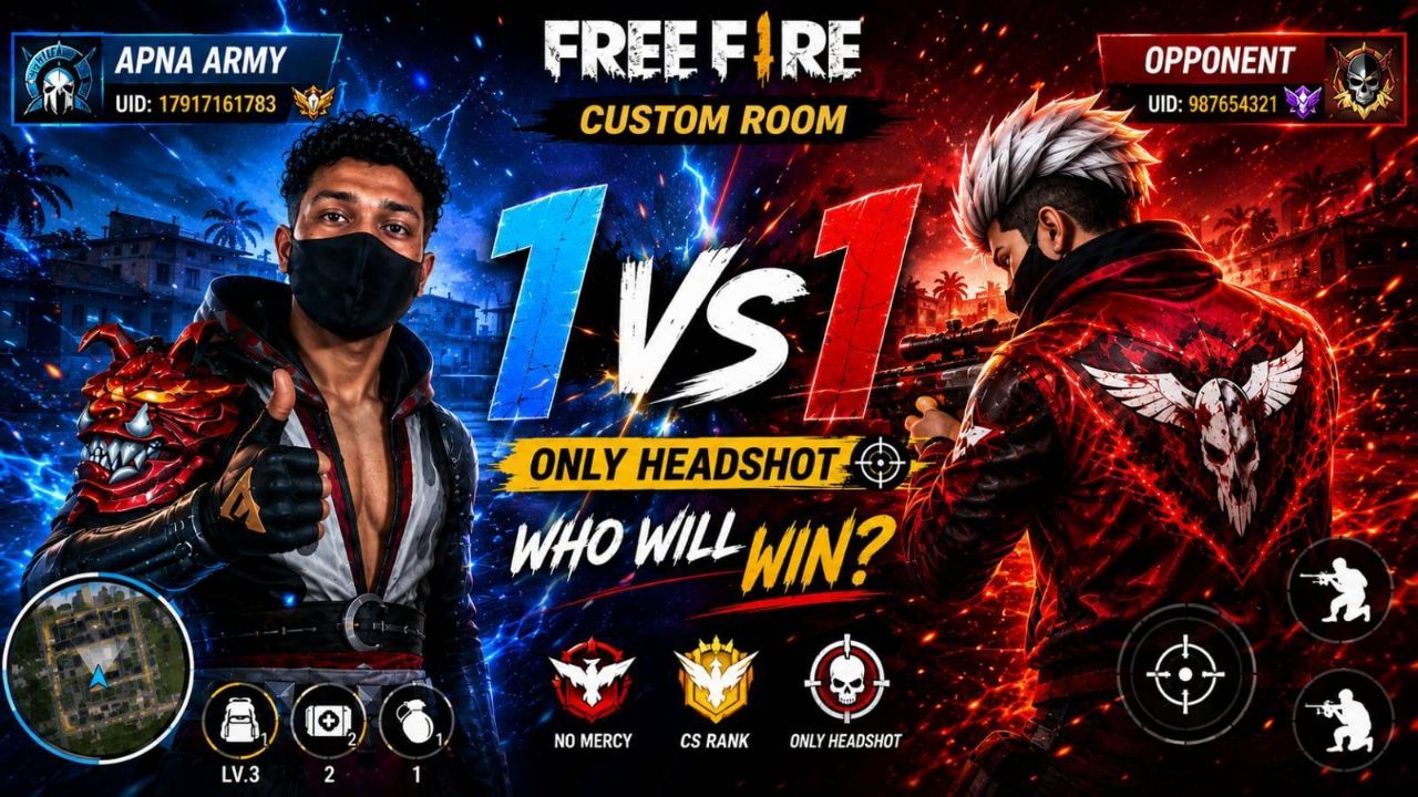 1 VS 1 Free Fire MAX | Apna Army vs Opponent | Only Headshot Challenge 😱 | Free Fire Gameplay
