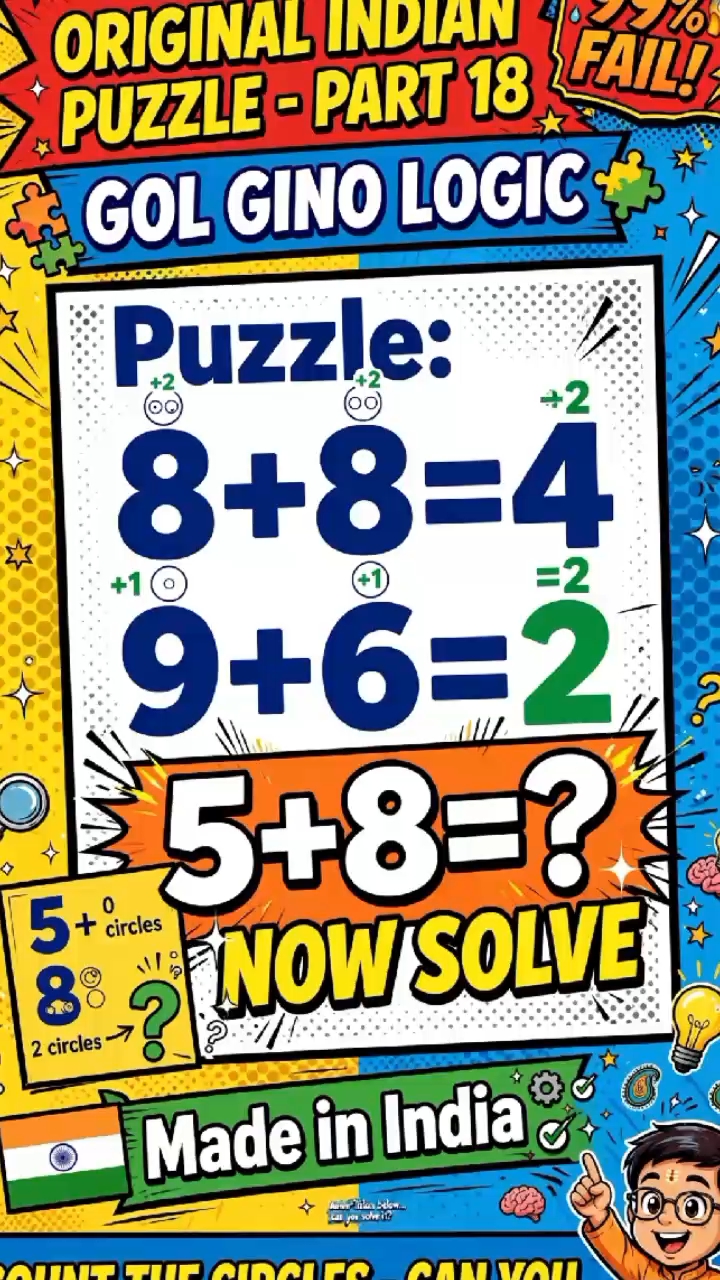 Part 18 - GOL GINO LOGIC | 99% FAIL! 8+8=4, 9+6=2, 5+8=? | Original Indian Puzzle