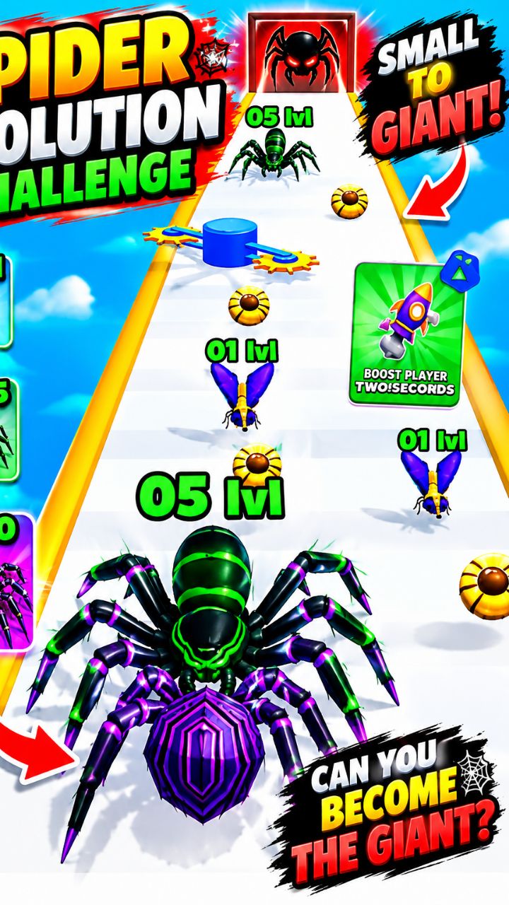 Spider Evolution 🕷️😱 Small Spider Becomes GIANT! 🔥 Level Up Challenge #shorts