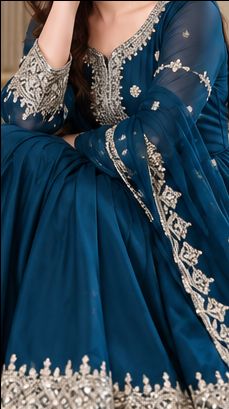 Teal blue Anarkali