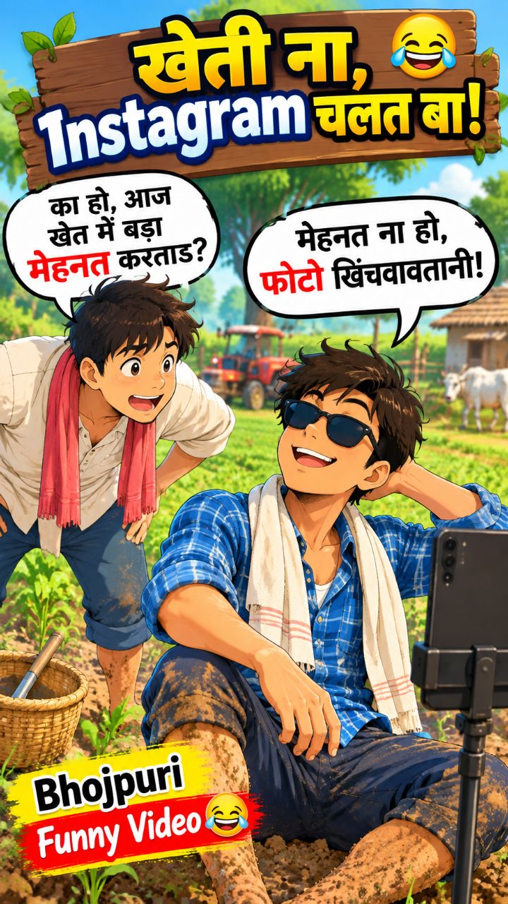 खेती ना, Instagram चलत बा! 😂🌾