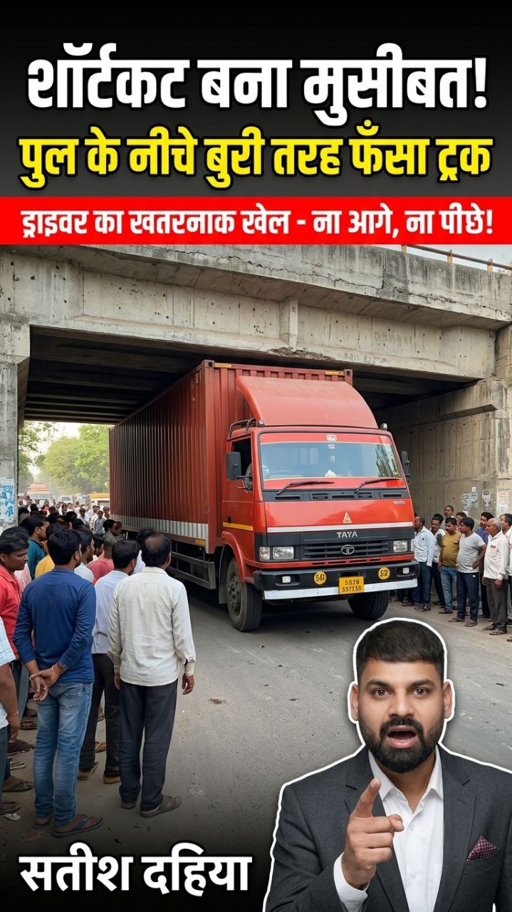 शॉर्टकट पड़ा भारी! पुल के नीचे फँसा ट्रक 😱
​#Shorts #ViralVideo #TruckDriver