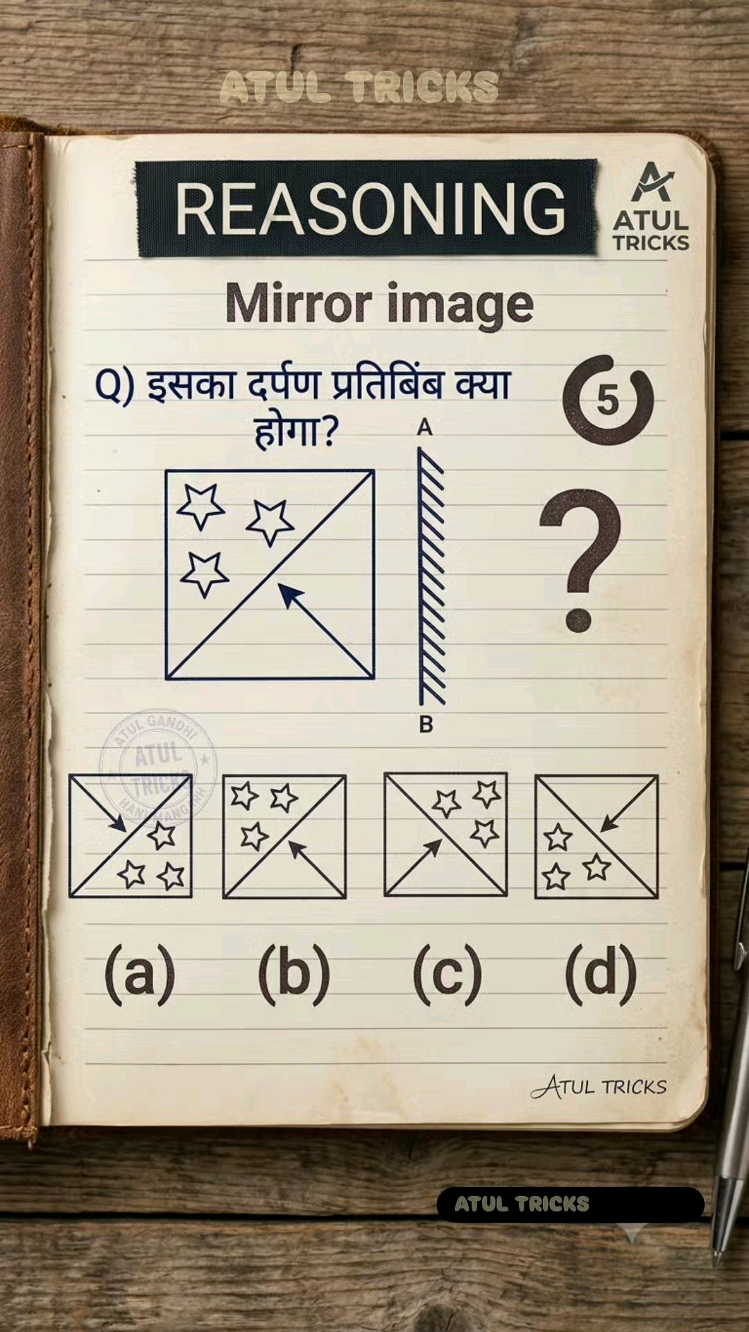 Mirror Image का ये सवाल 5 सेकंड में हल करो! 🧠🔥 | Reasoning Trick | ATUL TRICKS