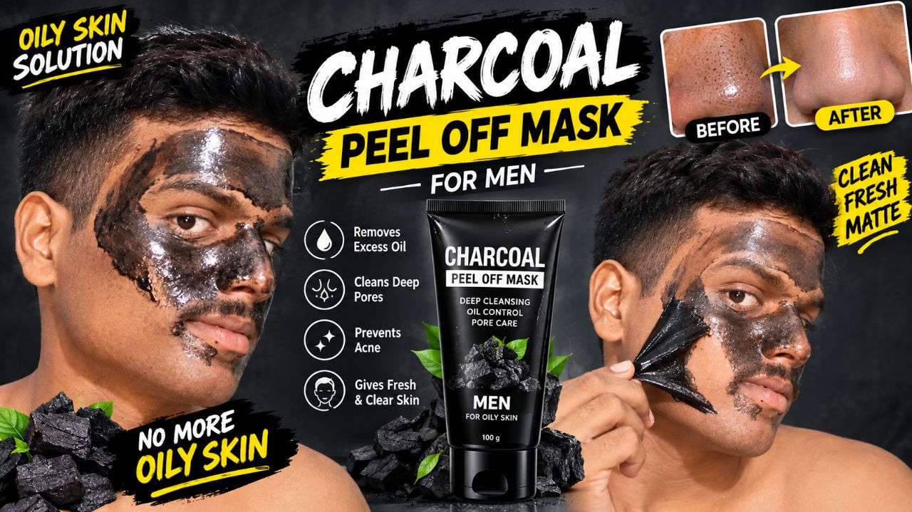 Charcoal Peel Off Mask for Men 🖤 | Oily Skin Deep Cleaning & Fresh Look | Skincare for Men