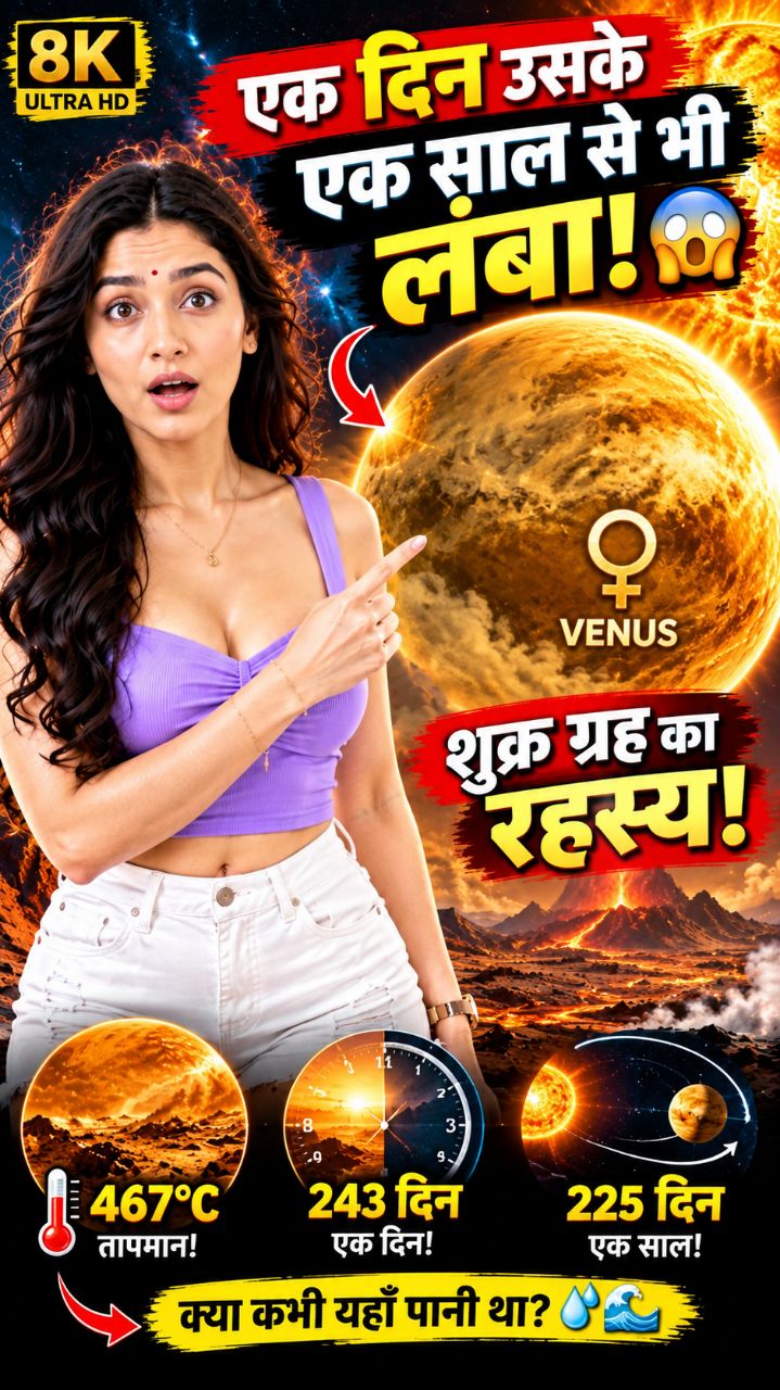 “शुक्र पर एक दिन उसके एक साल से भी लंबा है… और यह ग्रह Mercury से भी ज्यादा गर्म है!” #venus