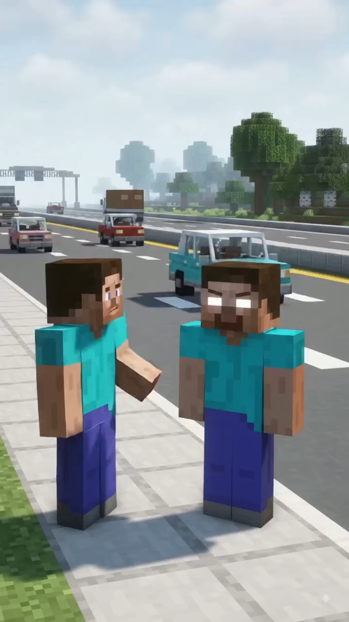 Minecraft Highway Par Traffic Jam 😱 #minecraft #herobrine #steve #trafficjam #trending #shorts