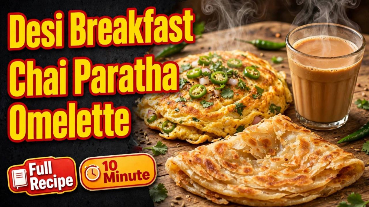 Garam garam crispy paratha 🫓, masaledar omelette 🍳 aur kadak chai ☕❤️ — ek perfect desi breakfast