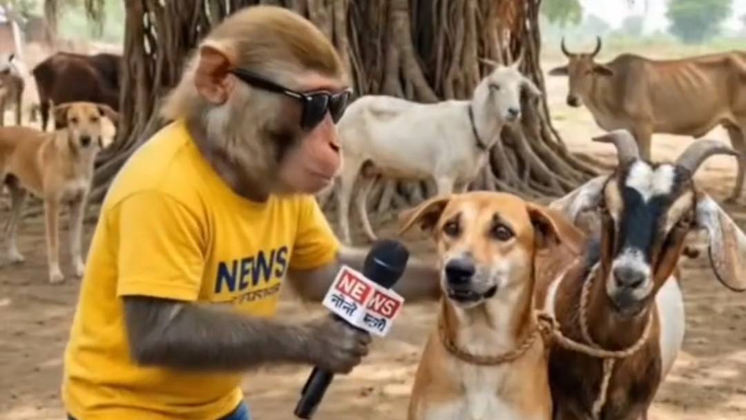 Bandar aur bakre aur kutte ki funny video😂😂