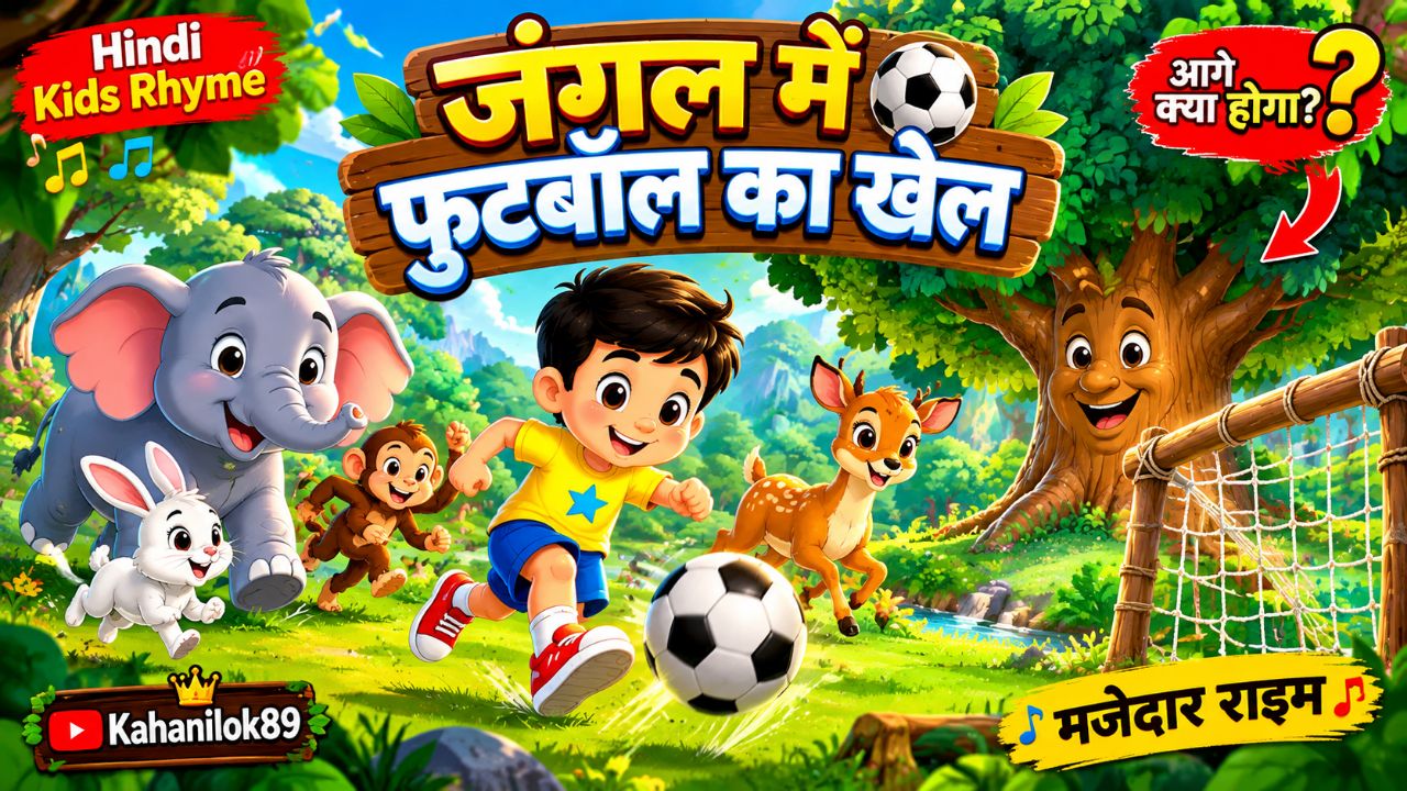 ⚽🌳 “जंगल में फुटबॉल का खेल ⚽ | Aarav और जंगल के दोस्तों की मजेदार राइम | Hindi Kids Rhyme”