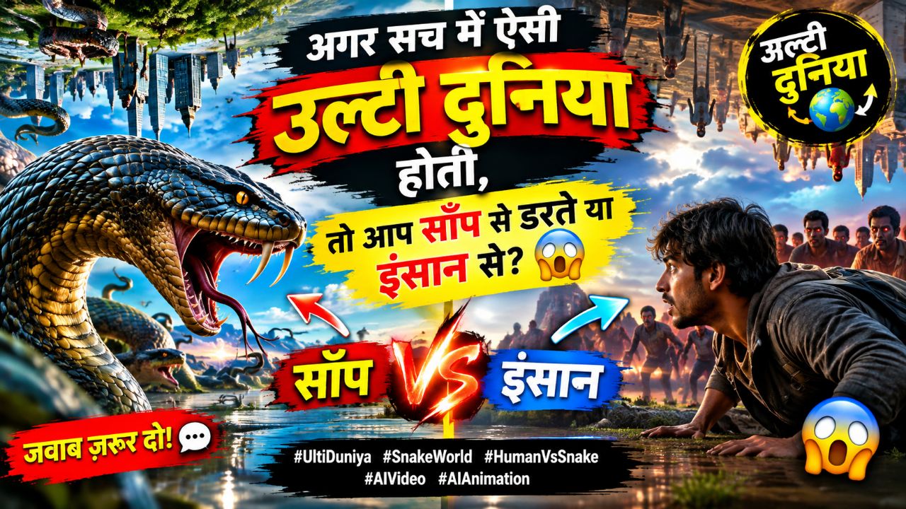 🐍 अगर सच में ऐसी उल्टी दुनिया होती, तो आप साँप से डरते या इंसान से? 😱👇 जवाब ज़रूर दो!#UltiDuniya