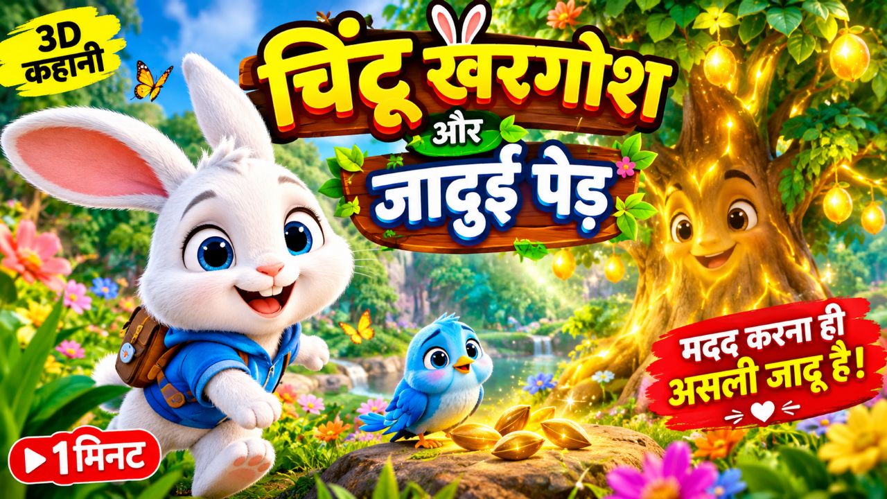 🐰 चिंटू खरगोश और जादुई पेड़ 🌳✨ | बच्चों की मजेदार 3D कहानी | Hindi Kids Story
