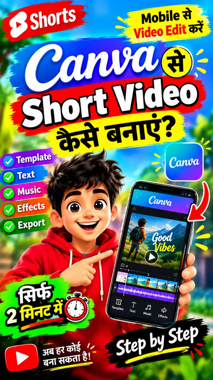 Canva से Short Video कैसे बनाएं? 🔥 | Mobile से Video Edit करें | Step by Step