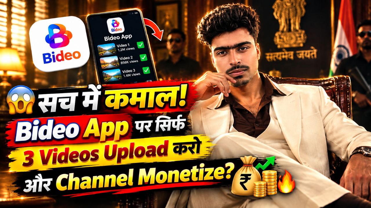 😱 सच में कमाल! Bideo App पर सिर्फ 3 Videos Upload करो और Channel Monetize? 💰🔥