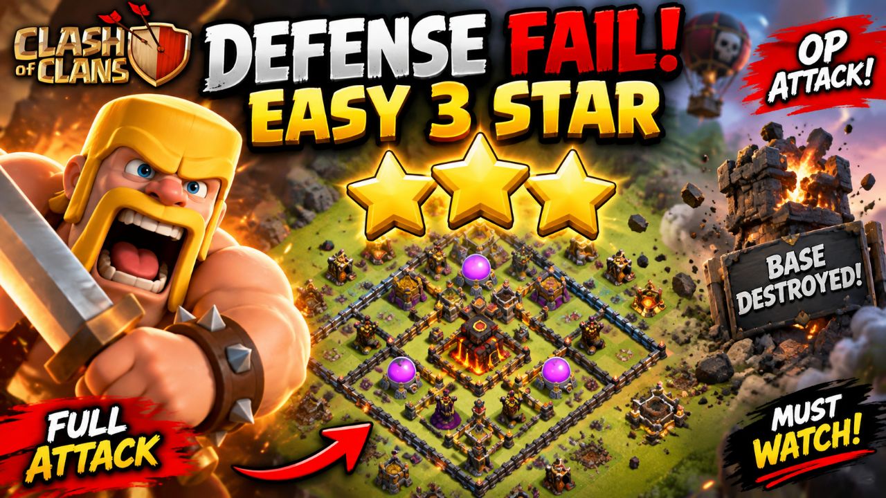 💀 DEFENSE FAIL! EASY 3 STAR | COC @Bideo @FREE FIRE IND