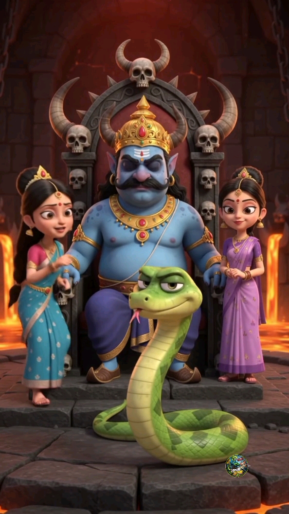 यमराज की 2 बेटियां और सांप 😂 | Snake in Narak Lok | Funny AI Cartoon Video 🤣