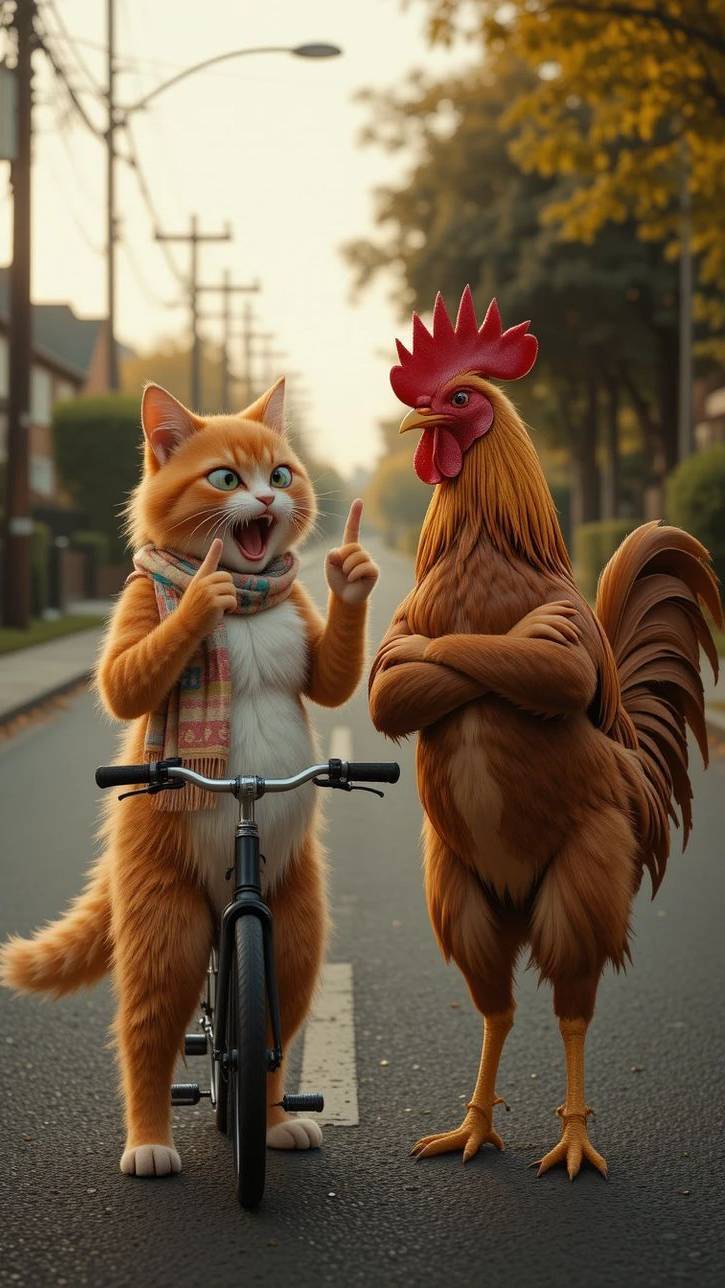 Cat 🐈 chicken 🐔