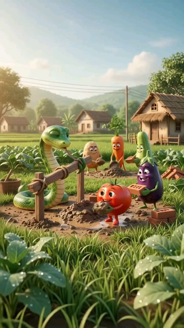 🐍 साँप और सब्जियों ने मिलकर बनाया अनोखा घर 🏠🥕 | ऐसी दोस्ती आपने नहीं देखी! 😱❤️ #Shorts