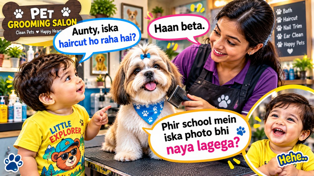 👶😂 Baby & Dog Funny Cartoon Comedy | Dog Ka Haircut Dekhkar Baby Ka Funny Question 🐶✂️