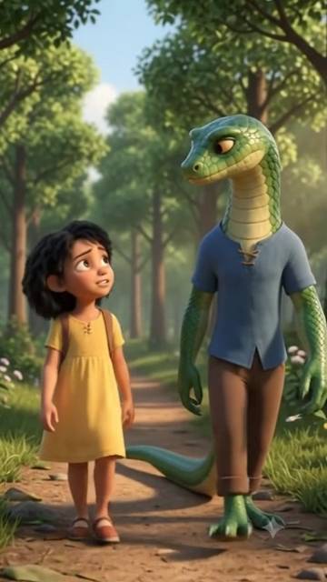 “लड़की जंगल में खो गई… फिर साँप ने बचाया 🥺🐍”