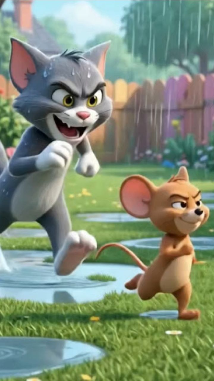बारिश में टॉमी जेरू के पीछे भागा 😂🌧️ | Tom & Jerry Funny Chase