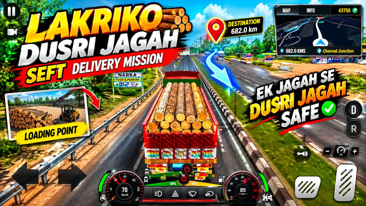 Lakdi Ko Dusri Jagah Safe Pahunchaya 🚛🌲 | Long Distance Log Delivery | Indian Truck Simulator
