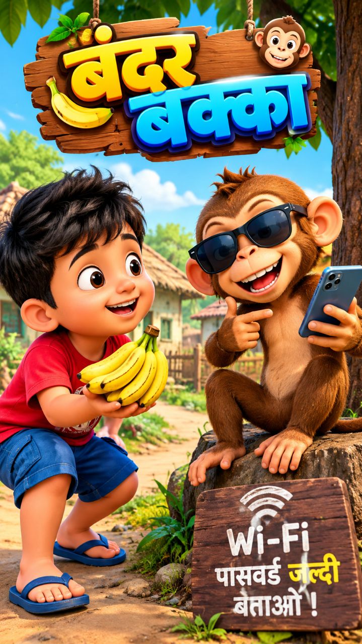 “बंदर बना रील स्टार”
“केला छोड़ Wi-Fi पकड़ लिया”
“चश्मे वाला बंदर”
“बंदर की वायरल रील”
“बच्चा और चाल