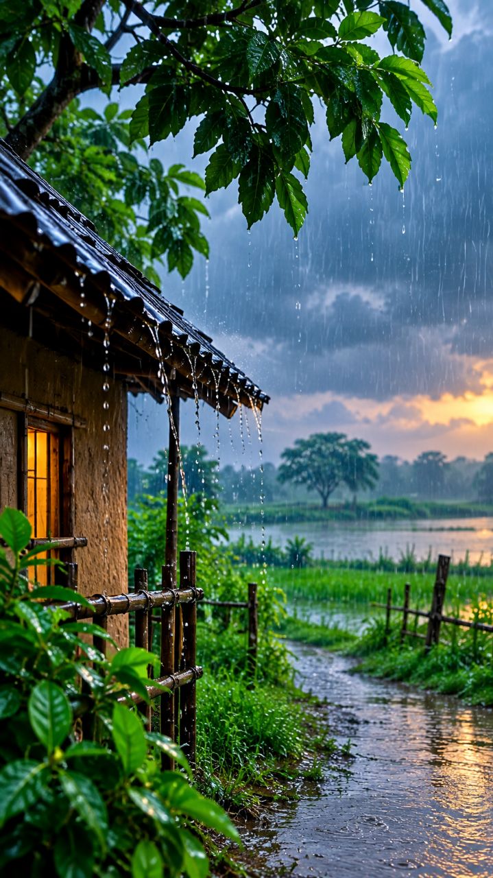 🌧️ গ্রামের পথে বৃষ্টির সুন্দর মুহূর্ত ❤️ | Rainy Village Vibes