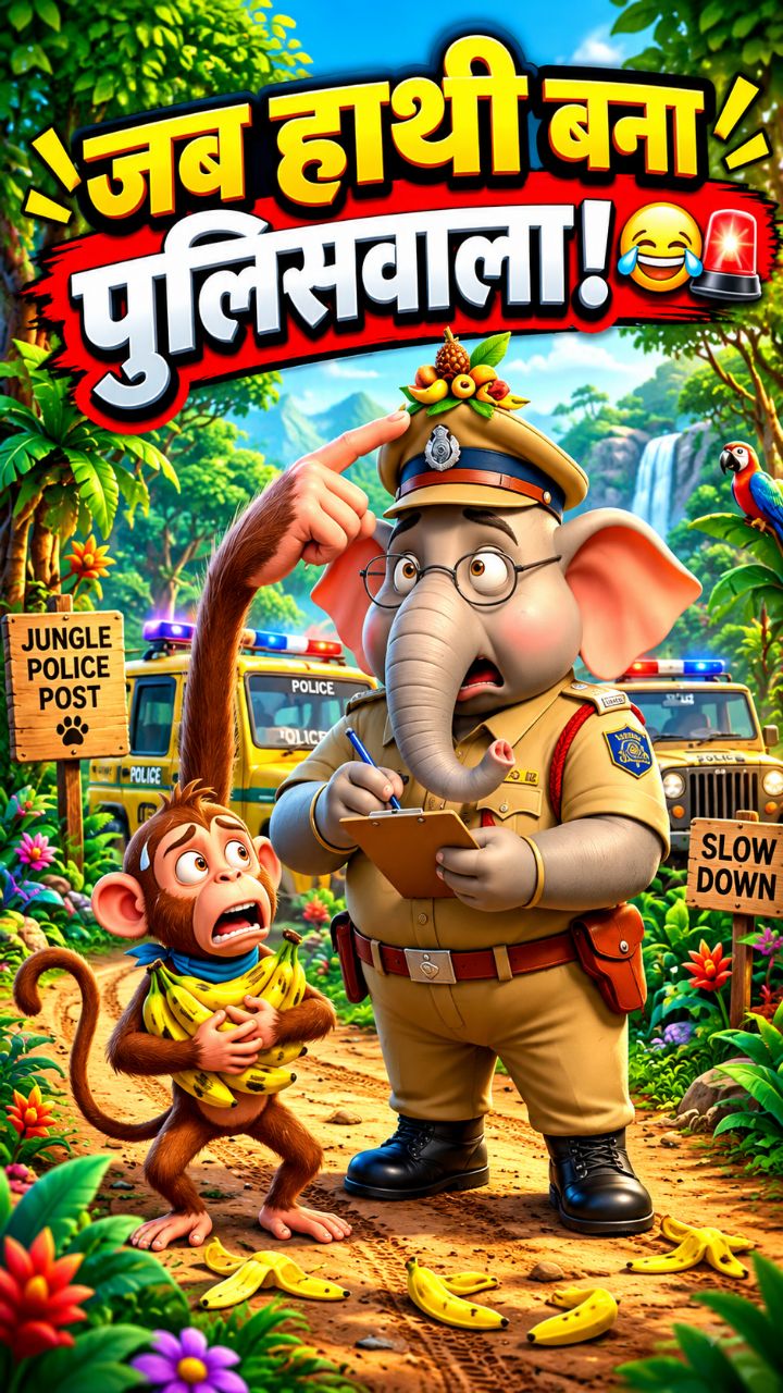 🐘 YouTube Description

जब जंगल में हाथी पुलिसवाला बन गया, तो बंदर की हालत खराब हो गई! 😂🚨
हाथी पुल