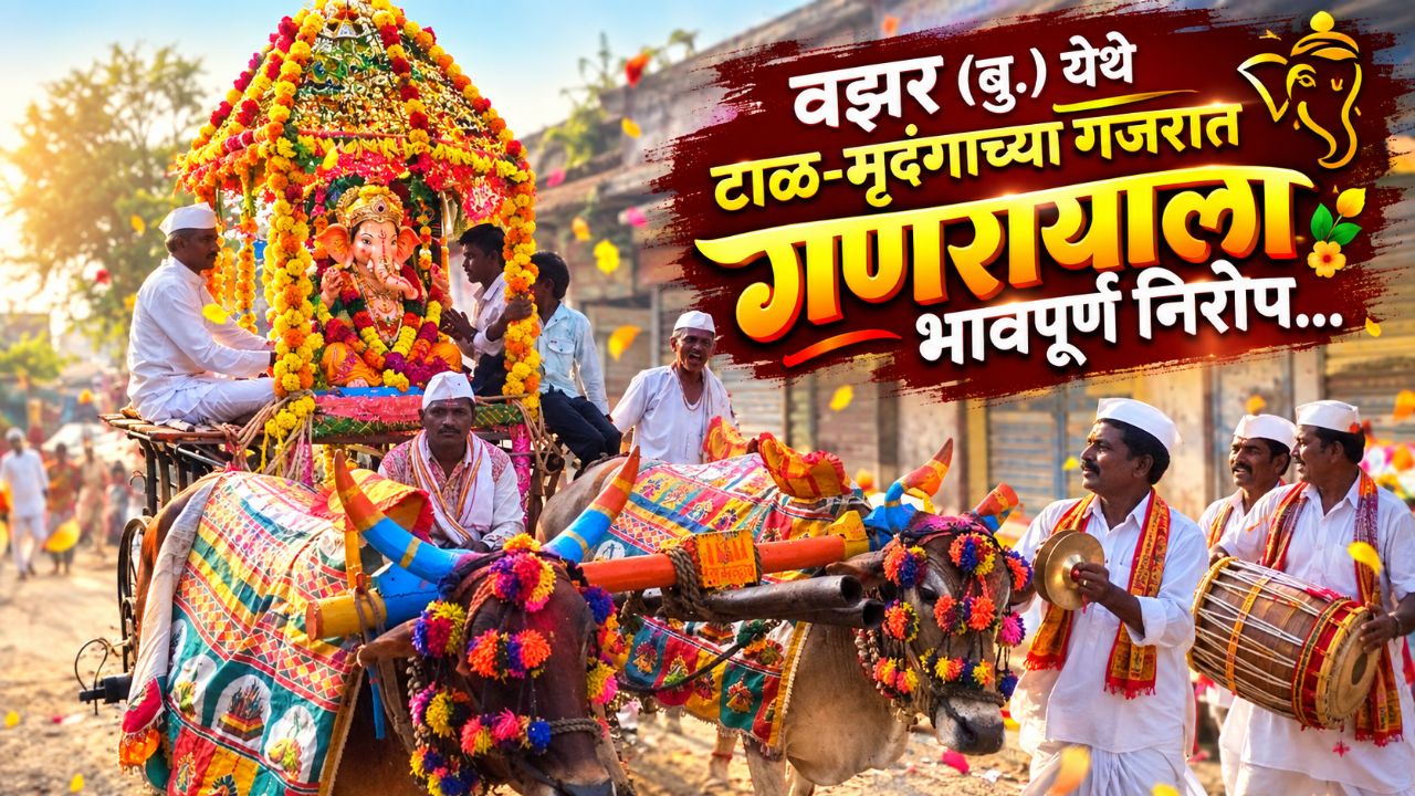 वझर (बु.) येथे टाळ-मृदंगाच्या गजरात गणरायाला भावपूर्ण निरोप.