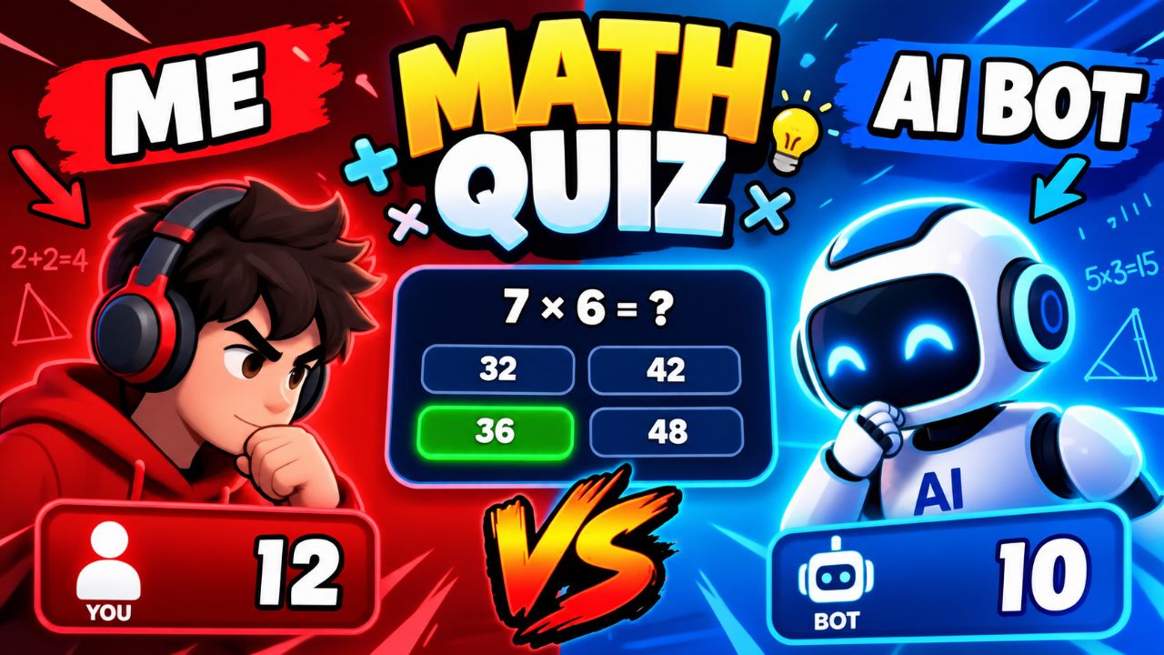 🔥 🔴 Me vs 🔵 AI Bot in Math Quiz! 🧠
