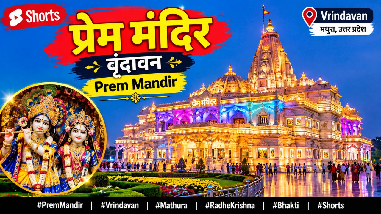 प्रेम मंदिर वृंदावन ❤️ | Prem Mandir Vrindavan ✨ | Radha Krishna Darshan 🙏 #Shorts