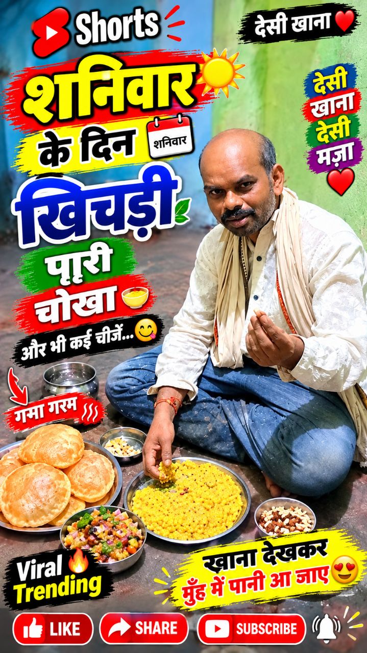 शनिवार के दिन देसी खिचड़ी, पूरी और चोखा 😋🔥 | घर का देसी खाना | Shorts