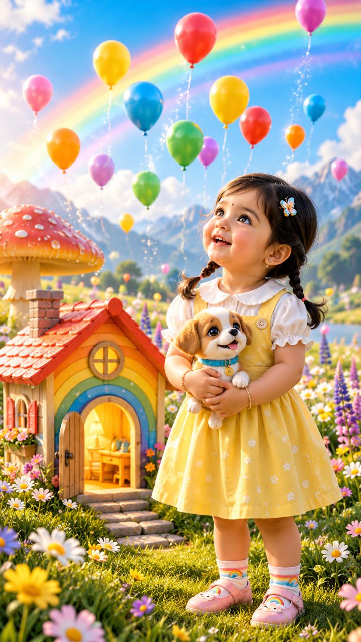 😱🌈 गुब्बारों के पीछे मिली जादुई दुनिया! 🎈✨ नन्ही बच्ची और Puppy का Magical Adventure 🐶💖