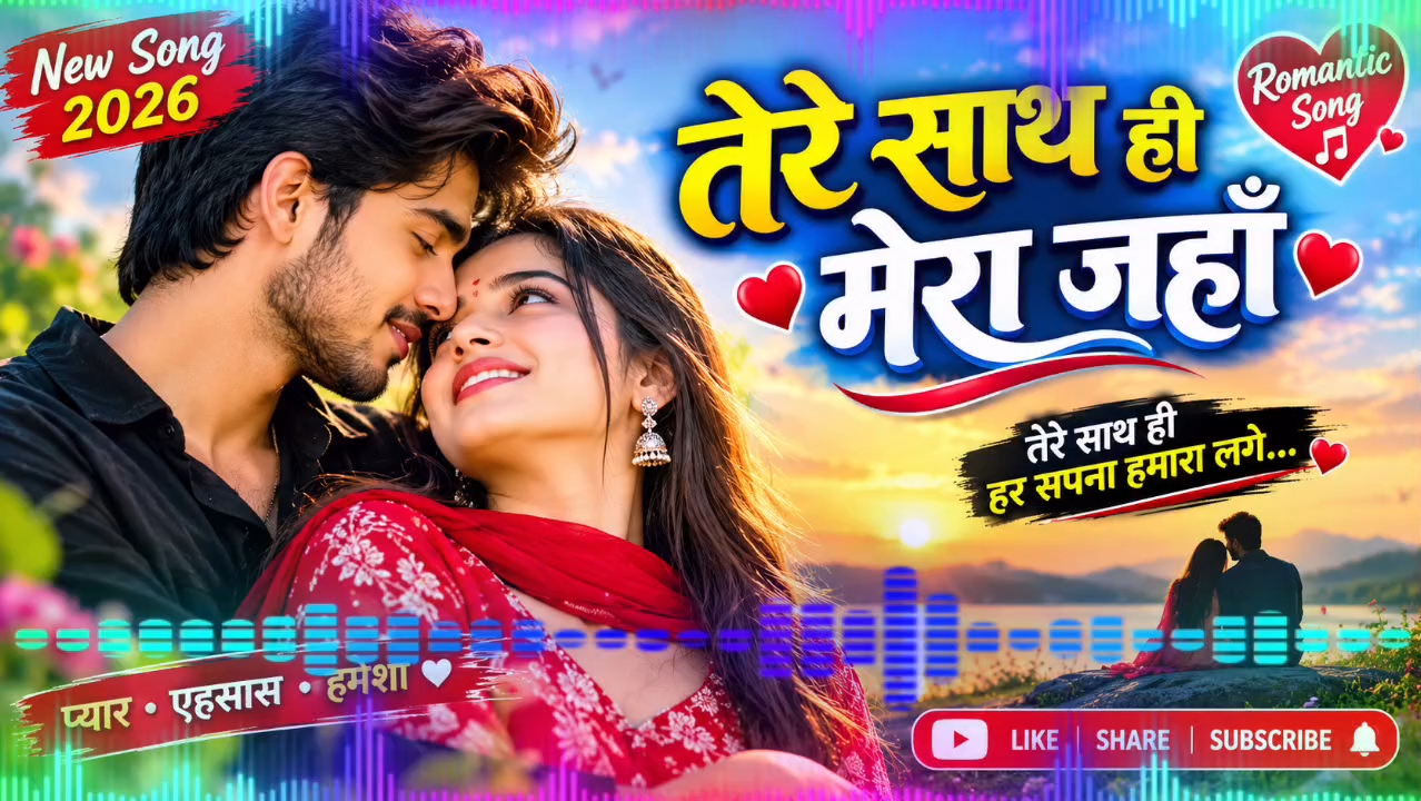 भाई, YouTube के लिए यह टाइटल रखो:

🎵 तेरे साथ ही मेरा जहाँ ❤️ | Romantic Love Song 2026 | तेरे बिना