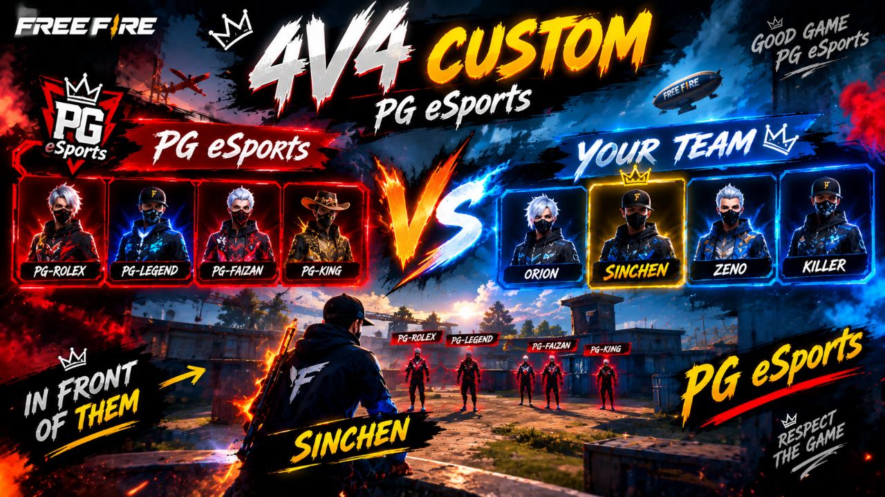 PG eSports vs SINCHEN 🔥 4V4 Custom Clash | Free Fire