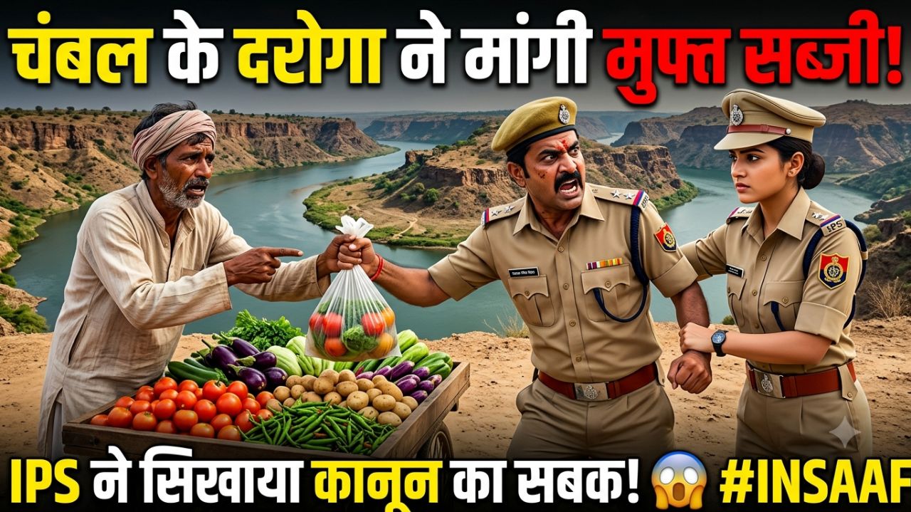 चंबल के दरोगा ने मांगी मुफ्त सब्जी, फिर महिला IPS ने सिखाया ऐसा सबक! 😱 #Insaaf#short #ai