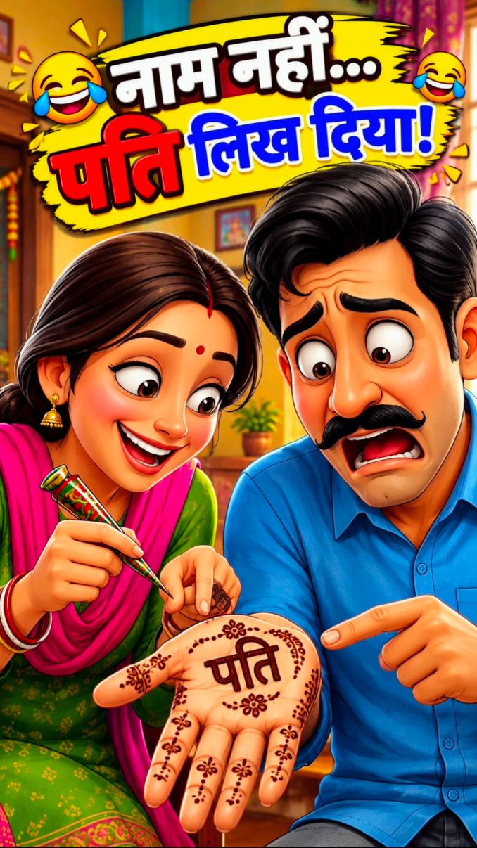 😂 नाम नहीं… पति लिख दिया! पत्नी की मेहंदी ने मचाया बवाल 🤣💍 | #shots #funny