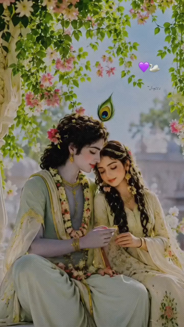 Radha Krishna Prem 🦚💜 | Divine Love Status | Radha Rani Status | #radhakrishna